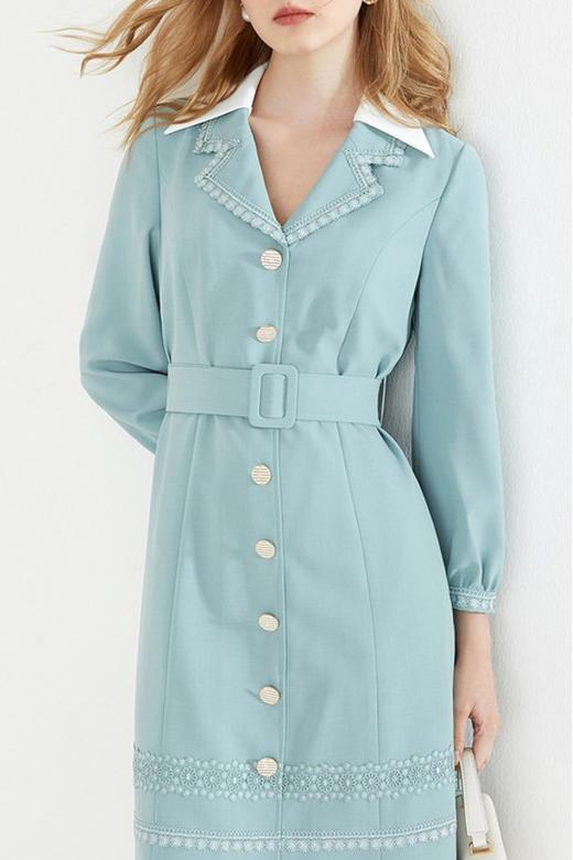 YINER音儿 西装领蕾丝花边腰带连衣裙 11578 商品图3