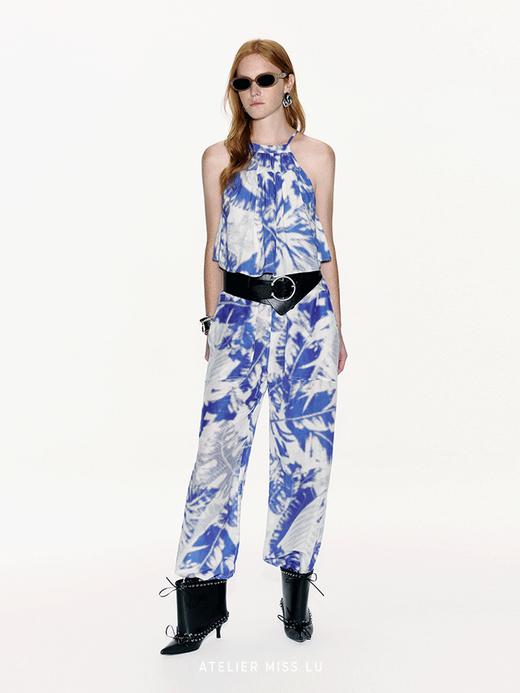 【海滨微风】品牌定染印花桑蚕丝亚麻混纺吊带上衣 商品图3