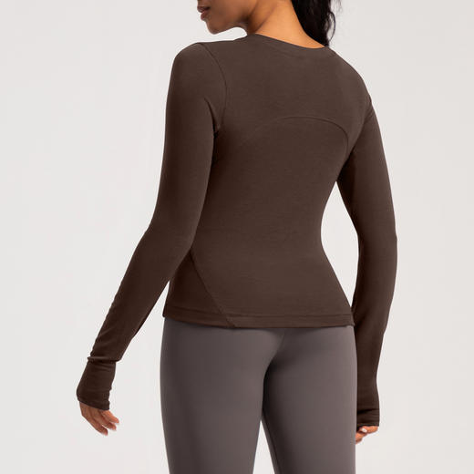 跃牌【倚窗听雨】系列 Athena 新款羊毛瑜伽服女美丽诺圆领裸感显瘦长袖T恤CX87 商品图2