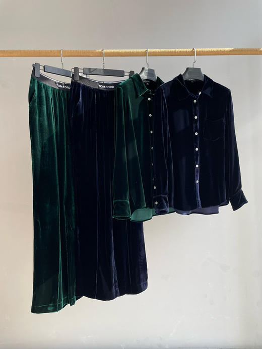 213-2 渠道货 TF老钱风 意大利进口 真丝天鹅绒 衬衫/阔腿长裤 恣意潇洒 商品图8