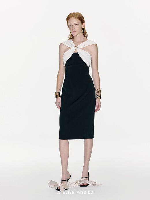 【格调派对】金属圆环拼接设计撞色修身连衣裙 商品图3