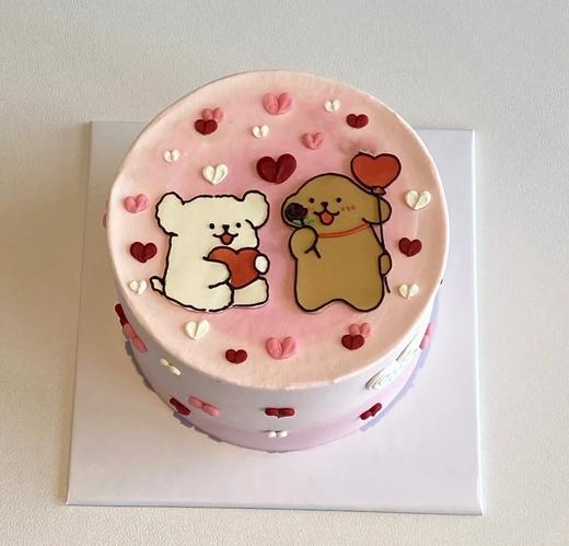 【214情人节】情侣纪念线条小狗蛋糕A款 商品图0