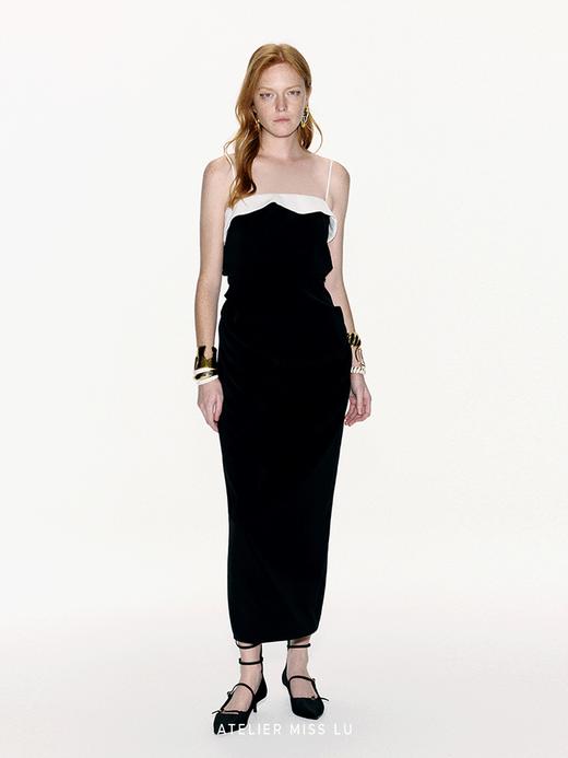 【海鸥环游】立体水流裁片撞色拼接收腰吊带连衣裙 商品图1