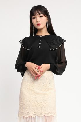 amadella 黑色斗篷领式针织上衣 11689