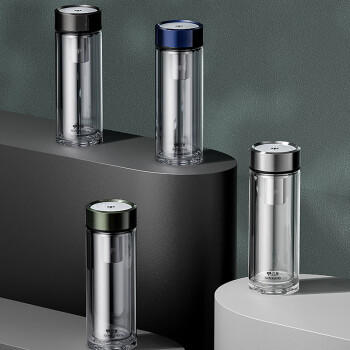 万象（WANXIANG）双层玻璃杯商务办公V148RL车载便携男士家用370ML大容量泡茶水杯 商品图4