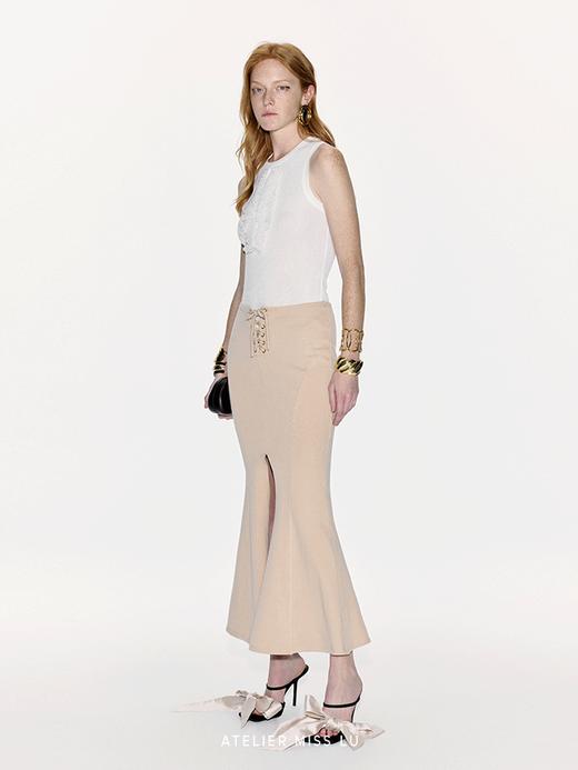 【涅柔斯】交叉绑带设计前开衩鱼尾长裙 商品图3