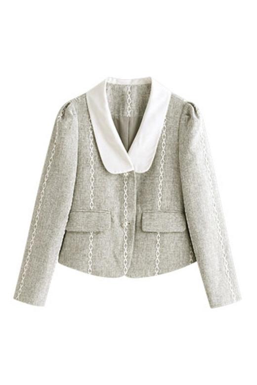 VIMLY/梵希蔓 白色提花线条西装外套 11672 商品图3