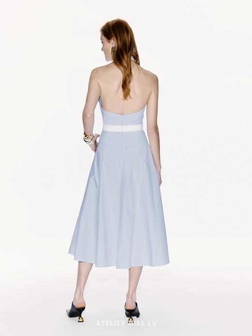 【夏日海风】立体兰花裁片拼接挂脖露背大摆连衣裙 商品图3