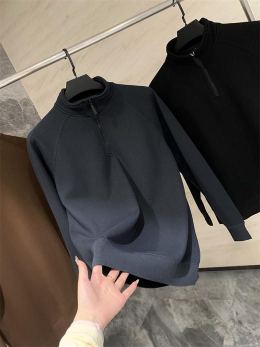 柜399! 2025绵羊毛混纺奥粒绒复合!男士春秋冬纯色百搭半高领抓绒衫卫衣！ 商品图5