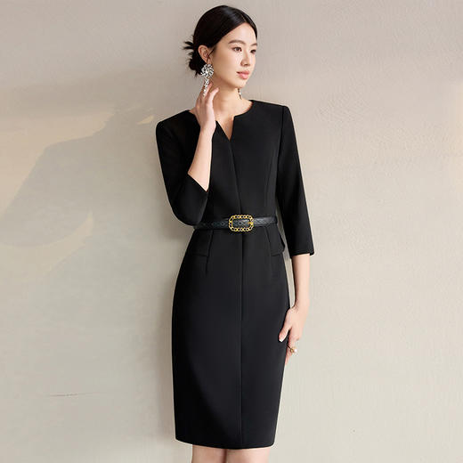 IWY/经典黑色西装连衣裙高端珠宝销售接待职业装正式场合工作服243020Q1 商品图2