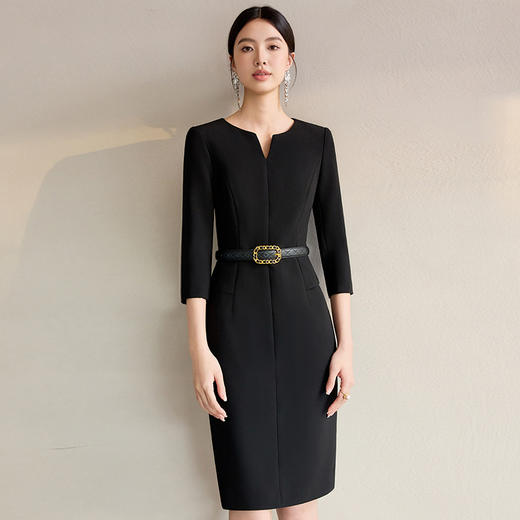 IWY/经典黑色西装连衣裙高端珠宝销售接待职业装正式场合工作服243020Q1 商品图0