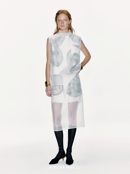 【薄雾花丛】品牌定染马蹄莲印花假两件薄纱上衣 商品图1