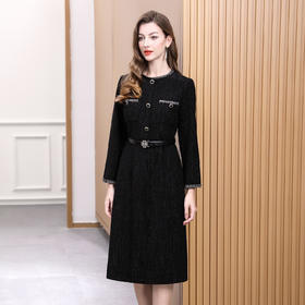 DNO-5AA1121-1春季新款黑色连衣裙小香风绝美气质名媛高端显瘦优雅日常穿