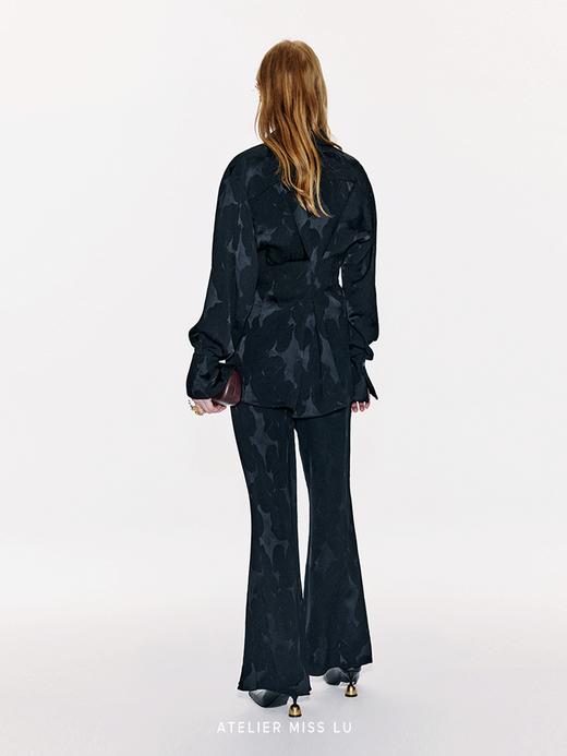 【夜火之光】新中式肌理醋酸收腰衬衫上衣 商品图1