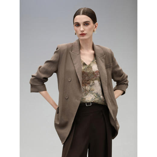 COCOBELLA商务休闲静奢西装女春夏棉麻风通勤西服外套SI0015 商品图3