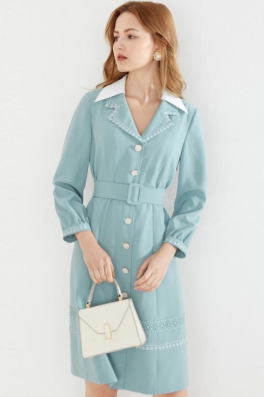 YINER音儿 西装领蕾丝花边腰带连衣裙 11578 商品图1