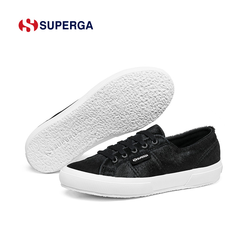 SUPERGA松糕厚底女鞋冬季款豹纹鞋马毛低帮板鞋休闲女鞋