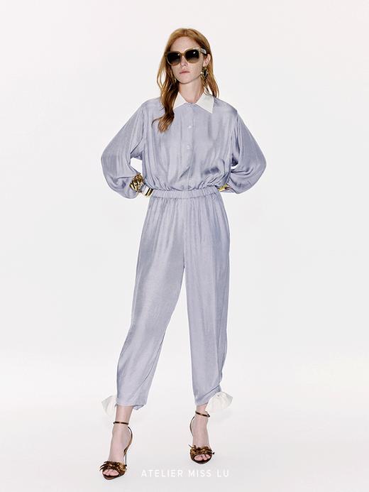 【南法遐想】蝴蝶结撞色拼接弹力收腰醋酸连体裤 商品图3