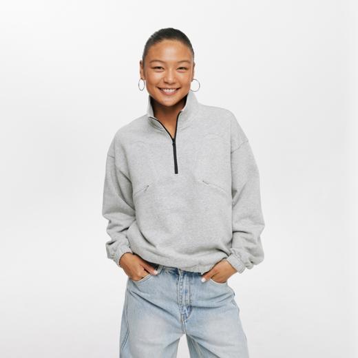 oneup索罗娜吸湿排汗撞色半拉链卫衣 商品图1