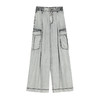 谜底阔腿裤牛仔裤女2025春季新品复古工装风大口袋长裤251MK0116 商品缩略图4