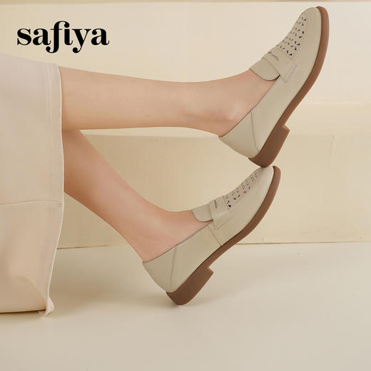 Safiya/索菲娅2025圆头休闲羊皮镂空透气百搭软底一脚蹬乐福鞋SFD1112141 商品图4