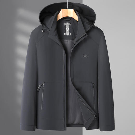 【可拆卸帽】【新款DSL】大依优型大码春季新款男加肥加大码时尚休闲连帽夹克外套胖子上衣男士 商品图2