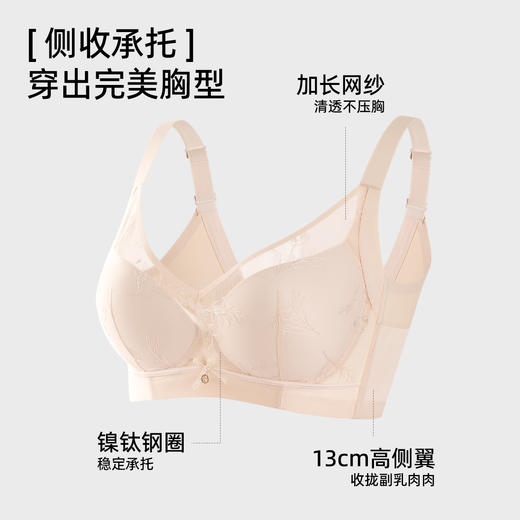 【商场同款】熳洁儿 调整型内衣大胸显小CD杯刺绣玫瑰纤维夏日香草系列25201305 商品图1