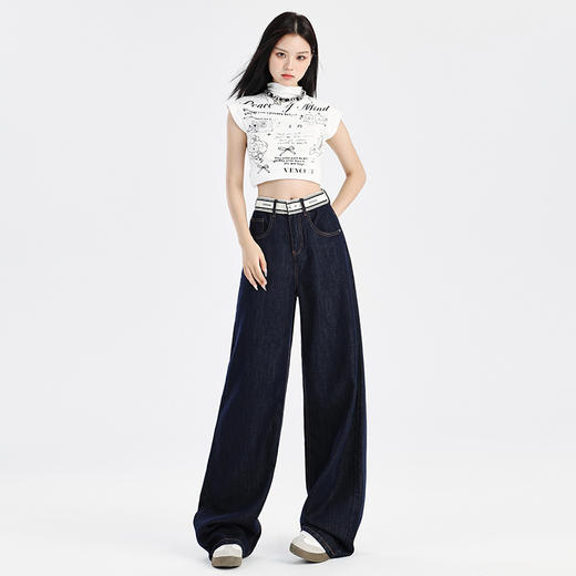【莱赛尔棉】罗蒙春夏牛仔裤女士宽松休闲百搭直筒显瘦阔腿裤女长裤子 商品图3