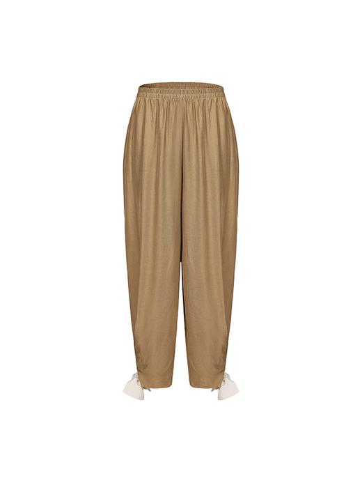 【流光金焰】蝴蝶结点缀收口醋酸锥形裤 商品图4