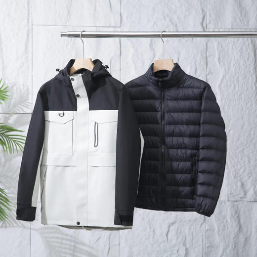 三合一!2025可拆羽绒内胆!户外机能防风防水加厚硬壳冲锋外套羽绒服情侣款！ 商品图1