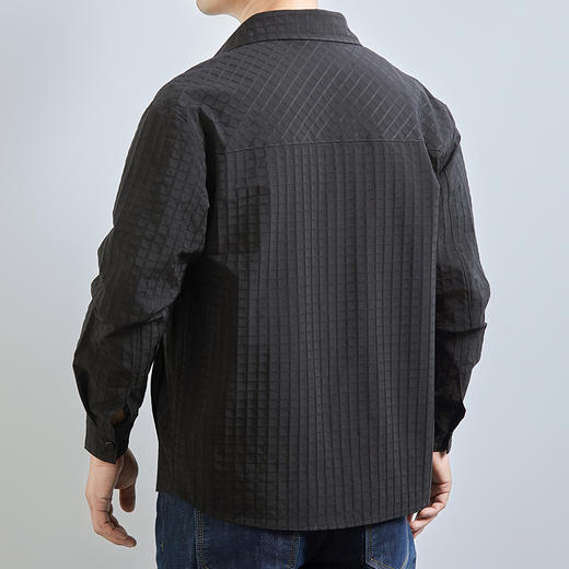 【新款DWD】大依优型大码春秋季新款男士格子翻领夹克外套加肥加大码时尚夹克上衣胖子 商品图3