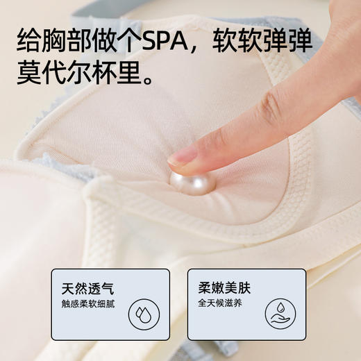 【拍2件199元】【中厚杯】熳洁儿 小胸聚拢文胸法式蕾丝云感棉AB通杯商场同款25201538 商品图6
