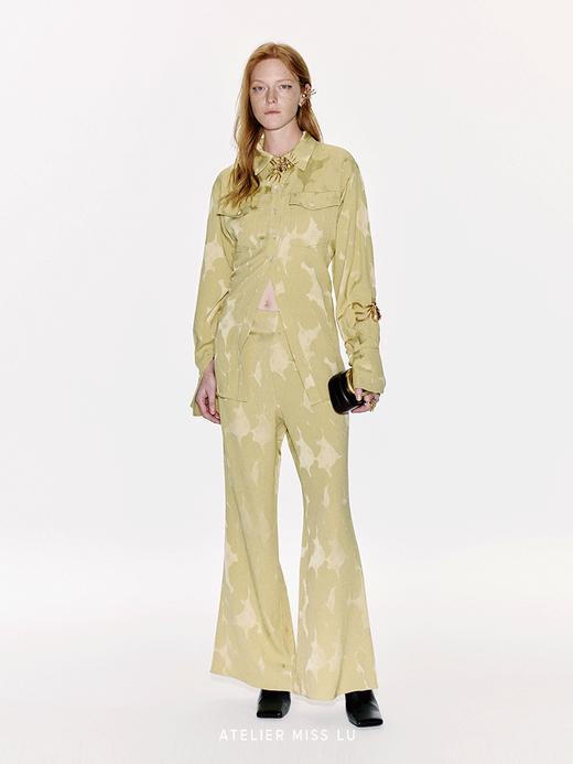 【落日熔金】新中式肌理醋酸收腰衬衫上衣 商品图0