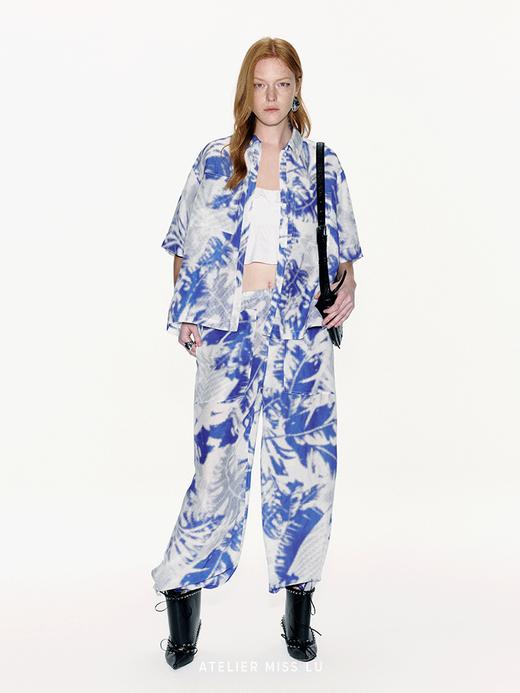 【卡普里清朗】品牌定染印花桑蚕丝亚麻混纺长裤 商品图0