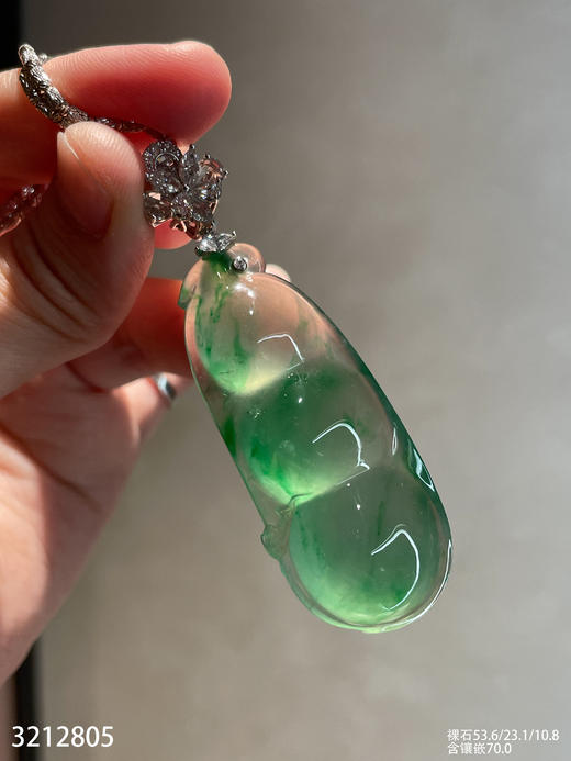 龙石种飘翠福豆吊坠【3212805】具体价格微信咨询 商品图2