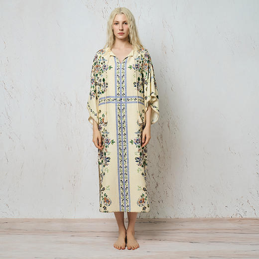 Solo seta女士海边度假风睡裙丝麻印花宽松连衣裙2025年春夏 商品图4