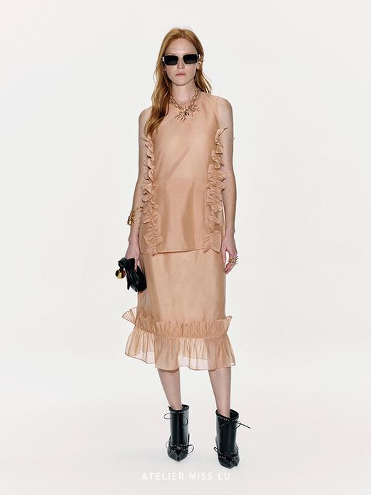 【橘子假日】立体压褶花边设计直身半裙 商品图1