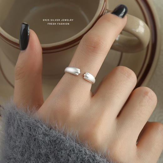 【萌萌猫爪】S925银可爱磨砂猫爪戒指【YXS-K2114】 商品图2