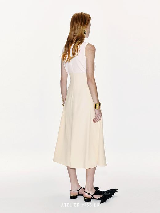 【日出维纳斯】撞色超高腰弧线拼接收腰大摆连衣裙 商品图3