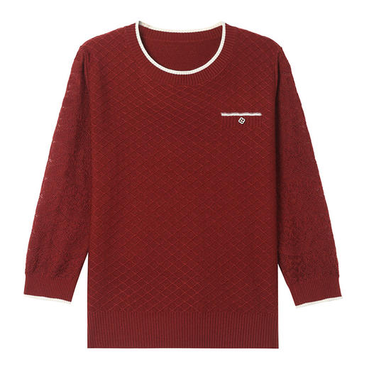 CC-101-92515春夏新款中袖t恤女圆领针织冰丝上衣秋装洋气宽松遮肚小衫薄 商品图4