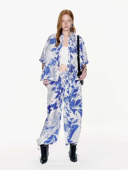 【蓝调多瑙河】品牌定染印花桑蚕丝亚麻混纺上衣 商品图2