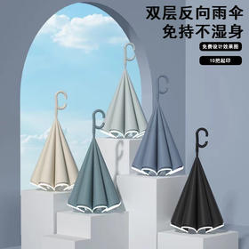 【反向伞双层雨伞】加大伞长柄伞 汽车伞车载伞 加厚双人伞晴雨两用雨伞