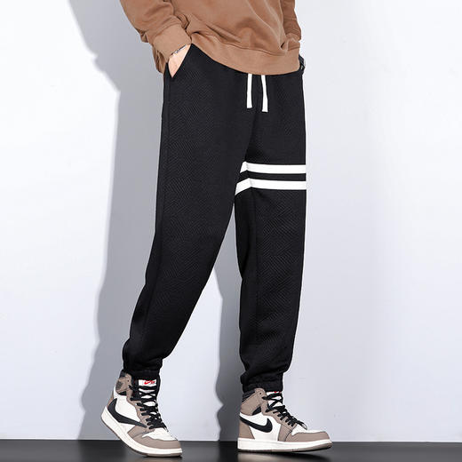 【新款DYG】大依优型大码斜纹千鸟格束脚卫裤男简约风潮牌印花大码休闲裤男胖子 商品图2