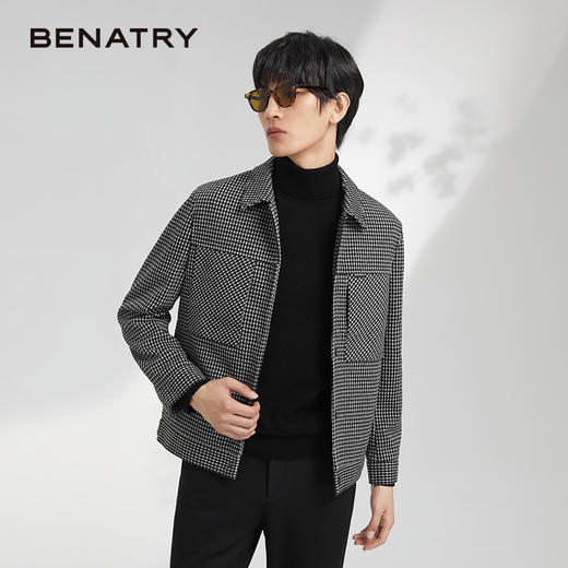 贝纳川黑白细格设计男士休闲夹克ECK300010402 商品图0