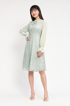 Le Malene 波点提花蕾丝连衣裙 11671