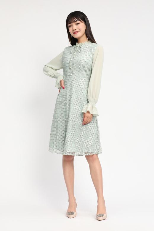 Le Malene 波点提花蕾丝连衣裙 11671 商品图0