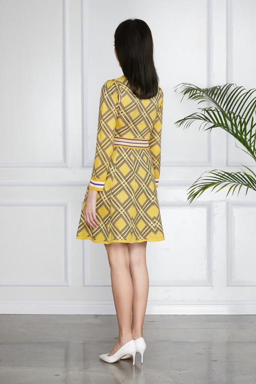 Le Malene 黄色格纹X型毛衫连衣裙 11557 商品图2