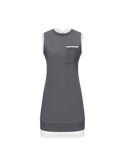 【太空漫步】蕾丝拼接直身无袖连衣裙 商品图4