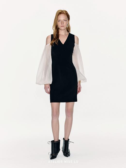 【杜塞画廊 】露肩廓形纱袖收腰连衣裙 商品图2