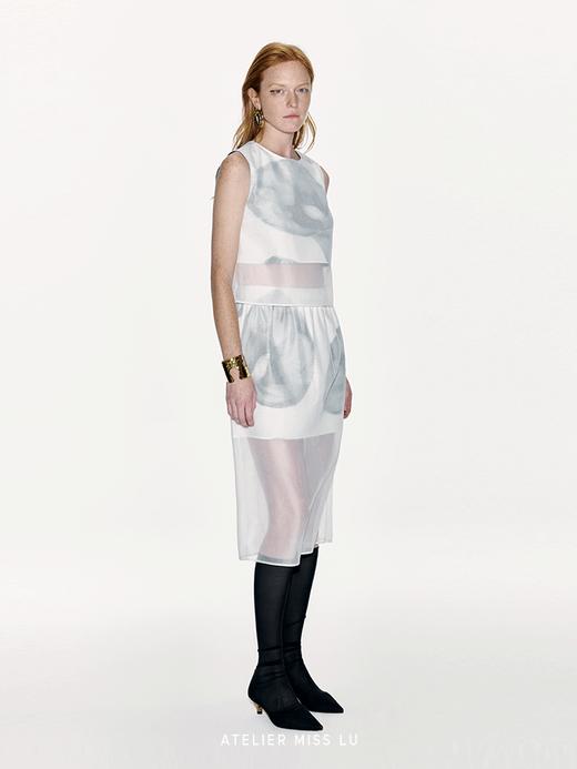 【薄雾漫步】品牌定染马蹄莲印花假两件薄纱短上衣 商品图3